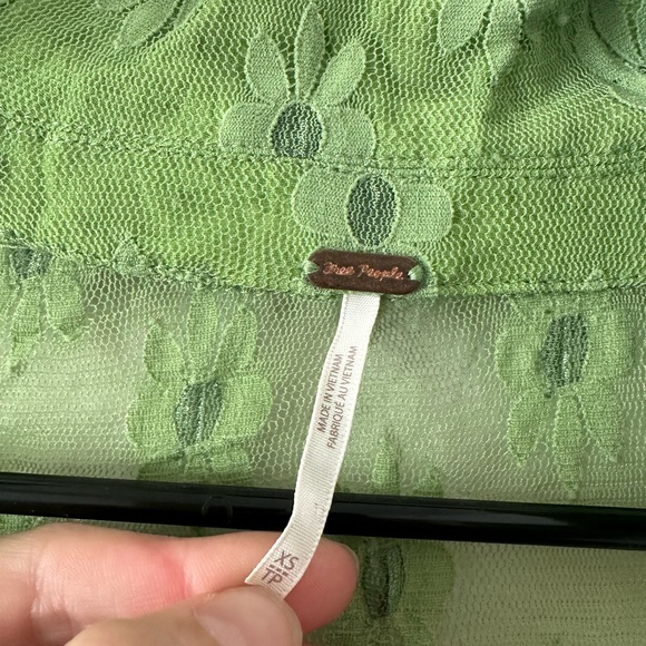 Free People Green Mesh Button Shirt - Picture 3 of 3